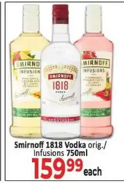 Supa Store Smirnoff 1818 Vodka orig. Infusions 750ml offer