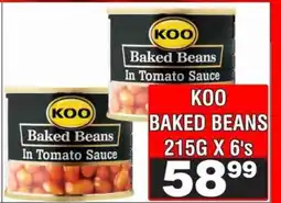 Advance Cash n Carry KOO BAKED BEANS 215G X 6's offer