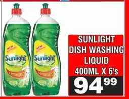 Advance Cash n Carry SUNLIGHT DISH WASHING LIQUID 400ML X 6's offer