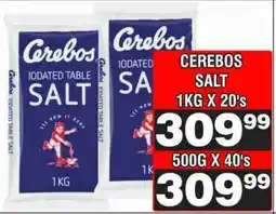 Advance Cash n Carry CEREBOS SALT 1KG X 20's offer