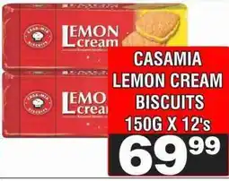 Advance Cash n Carry CASAMIA LEMON CREAM BISCUITS 150G X 12's offer