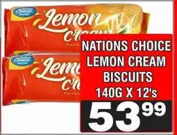 Advance Cash n Carry NATIONS CHOICE LEMON CREAM BISCUITS 140G X 12's offer
