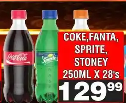 Advance Cash n Carry COKE, FANTA, SPRITE, STONEY 250ML X 28's offer