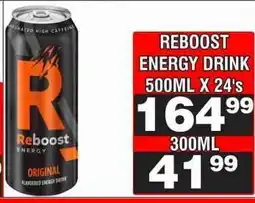 Advance Cash n Carry REBOOST ENERGY DRINK 500ML X 24's offer