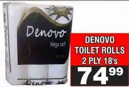 Advance Cash n Carry DENOVO TOILET ROLLS 2 PLY 18's offer