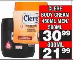 Advance Cash n Carry CLERE BODY CREAM 450ML MEN/500ML offer