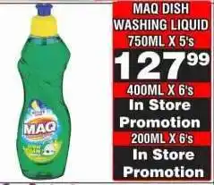 Advance Cash n Carry MAQ Dish Washing Liquid 750ML X 5's offer