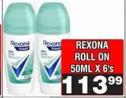 Advance Cash n Carry REXONA ROLL ON 50ML X 6's offer