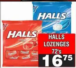 Advance Cash n Carry HALLS LOZENGES 72's offer