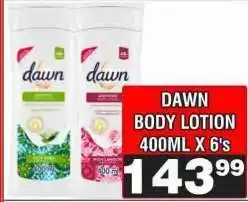 Advance Cash n Carry DAWN BODY LOTION 400ML X 6's offer