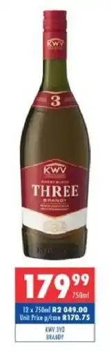 Ultra Liquors Kwv Three Brandy offer