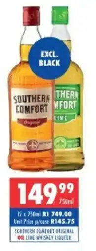 Ultra Liquors Southern Comfort Original or Lime Whiskey Liqueur offer