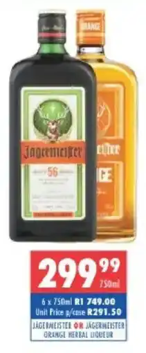 Ultra Liquors Jägermeister Jägermeister Orange Herbal Liqueur offer