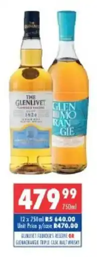 Ultra Liquors Glenlivet Founder's Reserve or Glenmorangie Triple Cask Malt Whisky offer