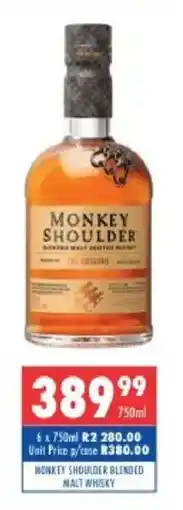 Ultra Liquors Monkey Shoulder Blended Malt Whisky offer
