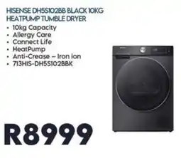 Sounds Great HISENSE DH5S102BB BLACK 10KG HEATPUMP TUMBLE DRYER offer