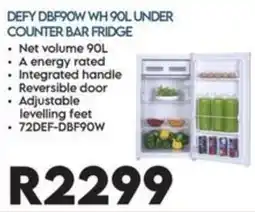 Sounds Great DEFY DBF90W WH 90L UNDER COUNTER BAR FRIDGE offer