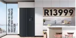 Sounds Great DEFY DFF456 BK GLASS SIDE BY SIDE WD FRIDGE FREEZER offer