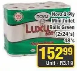 J&E Cash and Carry Nova 2-Ply Mini Toilet Rolls Green offer