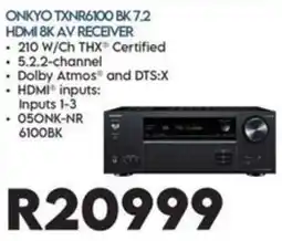 Sounds Great ONKYO TXNR6100 BK 7.2 HDMI 8K AV RECEIVER offer