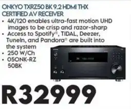 Sounds Great ONKYO TXRZ50 BK 9.2 HDMI THX CERTIFIED AV RECEIVER offer
