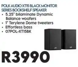 Sounds Great Polk Audio XT15 Black Monitor Series Bookshelf Speaker offer