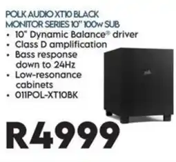 Sounds Great Polk Audio XT10 Black Monitor Series 10" 100w Sub offer