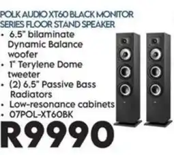 Sounds Great Polk Audio XT60 Black Monitor Series Floor Stand Speaker offer