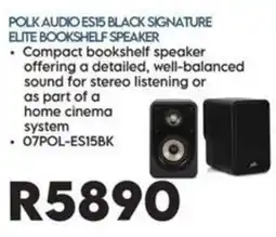 Sounds Great Polk Audio ES15 Black Signature Elite Bookshelf Speaker offer
