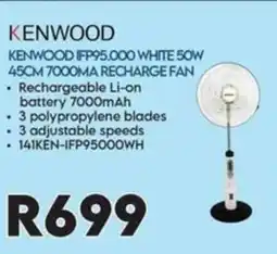 Sounds Great KENWOOD IFP95.000 WHITE 50W 45CM 7000MA RECHARGE FAN offer