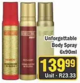 J&E Cash and Carry Unforgettable Body Spray offer