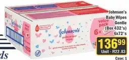 J&E Cash and Carry Johnson's Baby Wipes Gentle offer