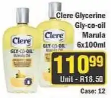 J&E Cash and Carry Clere Glycerine Gly-co-oil Marula offer