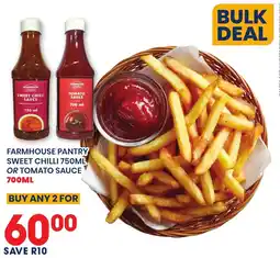 Econo Foods FARMHOUSE PANTRY SWEET CHILLI SAUCE OR TOMATO SAUCE offer