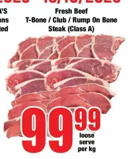 Boxer Fresh Beef T-Bone / Club / Rump On Bone Steak (Class A) offer