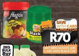 OBC Meat & Chicken ANY 480G HUGO'S JAM + ANY 400G BLACK CAT offer