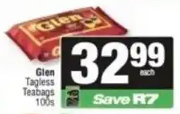 Spar Glen Tagless Teabags offer