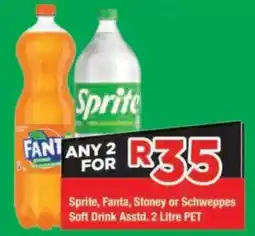 OK Grocer Sprite, Fanta, Stoney or Schweppes Soft Drink Asstd. 2 Litre PET offer
