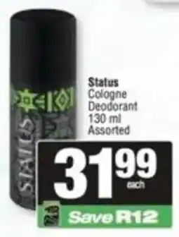 Spar Status Cologne Deodorant Assorted offer