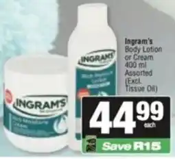 Spar Ingram's Body Lotion or Cream Assorted offer