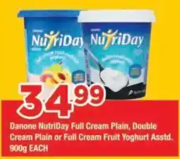 OK Grocer Danone NutriDay Full Cream Plain, Double Cream Plain or Full Cream Fruit Yoghurt Assorted offer
