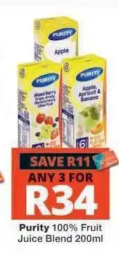 Checkers Purity 100% Fruit Juice Blend 200ml offer