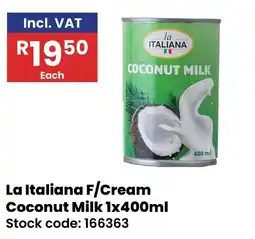 Africa Cash and Carry La Italiana F/Cream Coconut Milk offer