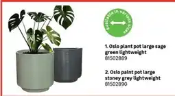 Leroy Merlin Oslo plant pot large sage green lightweight offer