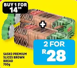 Usave SASKO PREMIUM SLICES BROWN BREAD offer