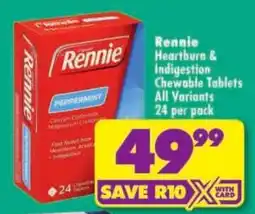 Shoprite Rennie Heartburn & Indigestion Chewable Tablets offer
