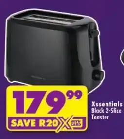 Shoprite Xessentials Black 2-Slice Toaster offer