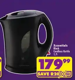 Shoprite Xessentials Black Cordless Kettle offer