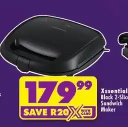 Shoprite Xessential Black 2-Slice Sandwich Maker offer