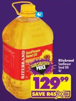 Shoprite Ritebrand Sunflower Seed Oil offer